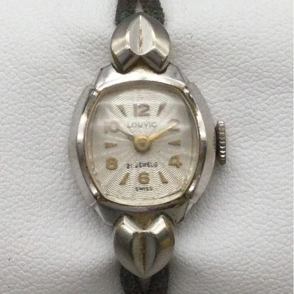 Vintage Louvic Womens Watch 16mm Silver Tone Manual 17 Jewels Swiss Made